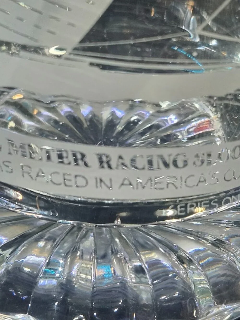 Old Spice America's Cup Etched Glass Beer Stein/Mug 12 Meter Racing Sloop